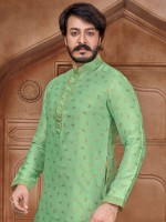 Light Green Jacquard Silk Kurta Pajama